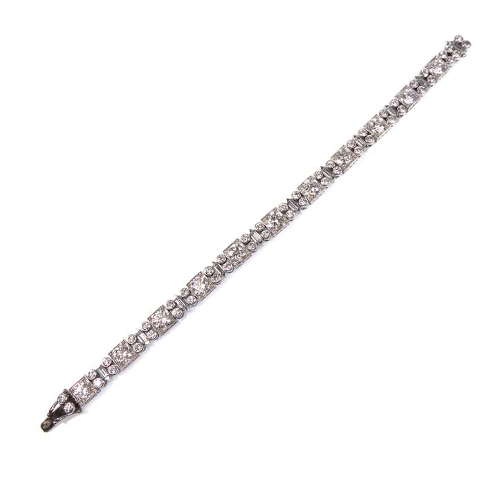 Art Deco diamond geometric and box collet strap bracelet